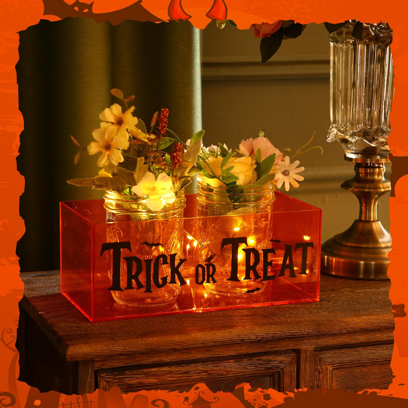 Wenqik Halloween Candy Bowl with Light Trick or Treat Candy box Halloween Candy Dish Halloween Candy Holder box for Halloween decor Party Supplies Serving Gift