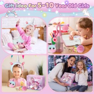 YLYYCC Unicorns Gifts Set for Girls Kids Age 6 7 8 9 10 Years Old, Unicorn Toys with Plush Star Light Up Pillow- Diary- Headband- Sleep Mask- KeyChain-Water Bottle, Teens Birthday Christmas Gift Ideas