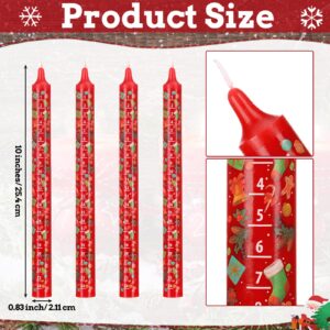 Nuanchu 4 Pcs 10 Inch Advent Festive Christmas Calendar Candle 24 Numbers Countdown to Christmas Red Christmas Advent Candle Xmas Advent Countdown Candle Advent Calendar Candles for Christmas Gifts