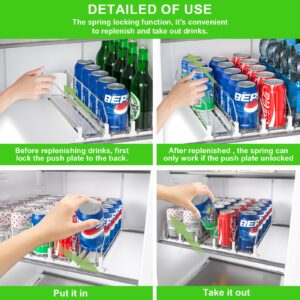 KUUKIKV Drink Organizer for Fridge, Upgraded Soda Can Dispenser for Refrigerator, Automatic Pusher Glide and Adjustable Width Can Organizer for Refrigerator - Holds up to 25 Cans (5 Rows White)