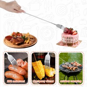 Gjinxi Telescopic Extendable Long Fork, Stainless Retractable Extended Telescoping Fork, Long Extension Dinner Forks for Eating, Extending Fork for Dinner Fruit Dessert Fork 8.6~25.6in (1pc)