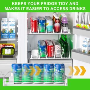 KUUKIKV Drink Organizer for Fridge, Upgraded Soda Can Dispenser for Refrigerator, Automatic Pusher Glide and Adjustable Width Can Organizer for Refrigerator - Holds up to 25 Cans (5 Rows White)