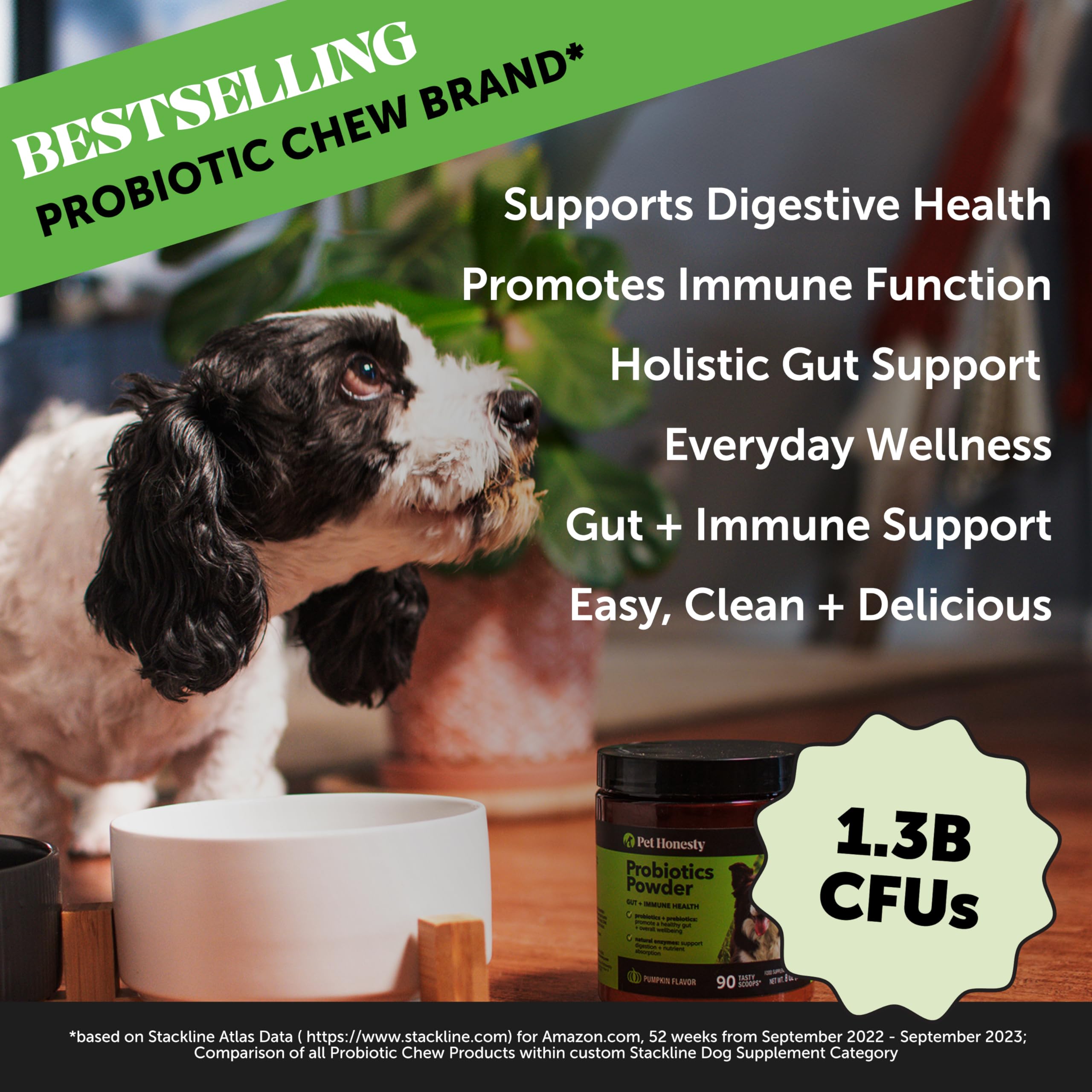 Pet Honesty Probiotics Bundle: Dog Probiotics for Diarrhea & Bowel Support Chews & Powder with Digestive Enzymes for Gut Health (Duck 90 ct)