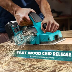 Cordless Electric Hand Planer: 3-1/4-Inch Handheld Planer for Makita 18V Battery (No Battery) - 15000 RPM Power Wood Planer for Woodworking, Carpentry, and Home DIY - Includes Blades and Edge Guide