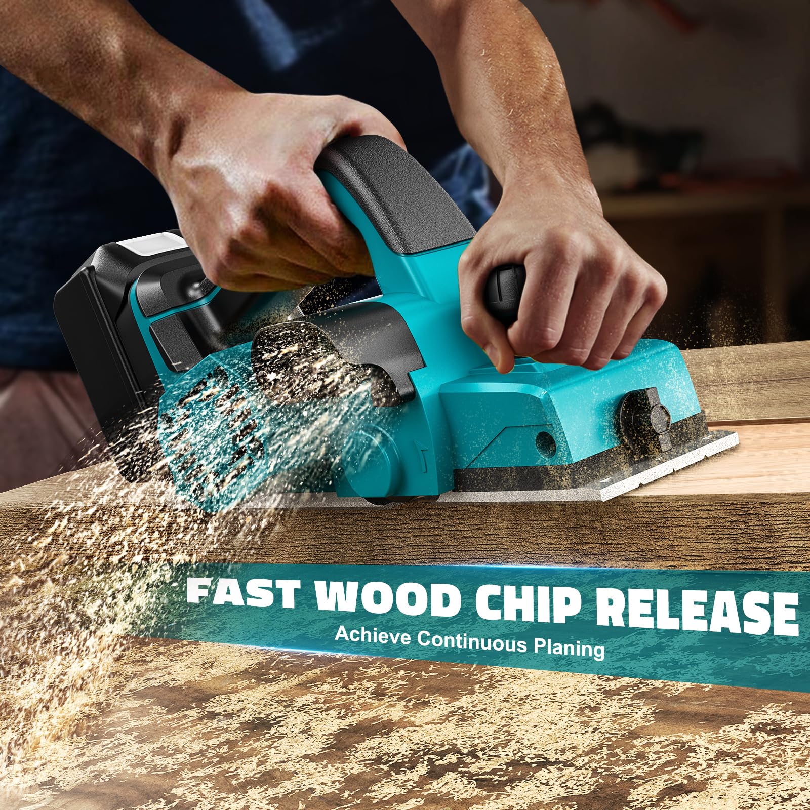 Cordless Electric Hand Planer: 3-1/4-Inch Handheld Planer for Makita 18V Battery (No Battery) - 15000 RPM Power Wood Planer for Woodworking, Carpentry, and Home DIY - Includes Blades and Edge Guide