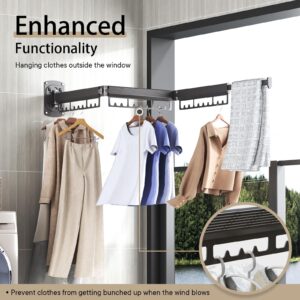 CZGHYR Clothes Drying Rack Wall Mounted,Folding and Collapsible Indoor Laundry Hanger Dryer Rack,Clothes Drying Rack Suitable for Balcony, Laundry, Bathroom, Patio, Apartment, Dormitory (Gray)