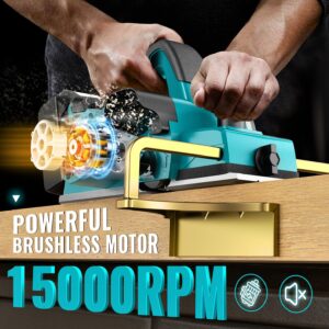 Cordless Electric Hand Planer: 3-1/4-Inch Handheld Planer for Makita 18V Battery (No Battery) - 15000 RPM Power Wood Planer for Woodworking, Carpentry, and Home DIY - Includes Blades and Edge Guide