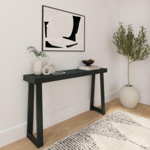 plank+beam solid wood console table, 56 inch, sofa table, narrow entryway table for hallway, behind the couch, living room, foyer, easy assembly, black