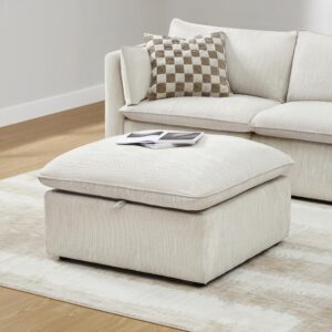 CHITA Down Filled Sectional Modular Sofa Couch Set Fabric Swatch, Cream,Snow Included