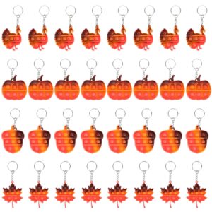 fall party favors thanksgiving toys - 32 pcs mini pop fidget keychain for kids pumpkin turkey sensory toys fall festival pinata goodie bag stuffers treats classroom prizes gifts for boys girls toddler