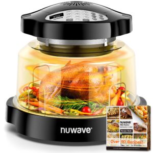 nuwave oven pro plus air fryer, infra-red countertop, 2025 advanced convection, no defrosting or preheating, cook fresh or frozen, durable power dome, 100 presets & 50 memory, pfas free, black