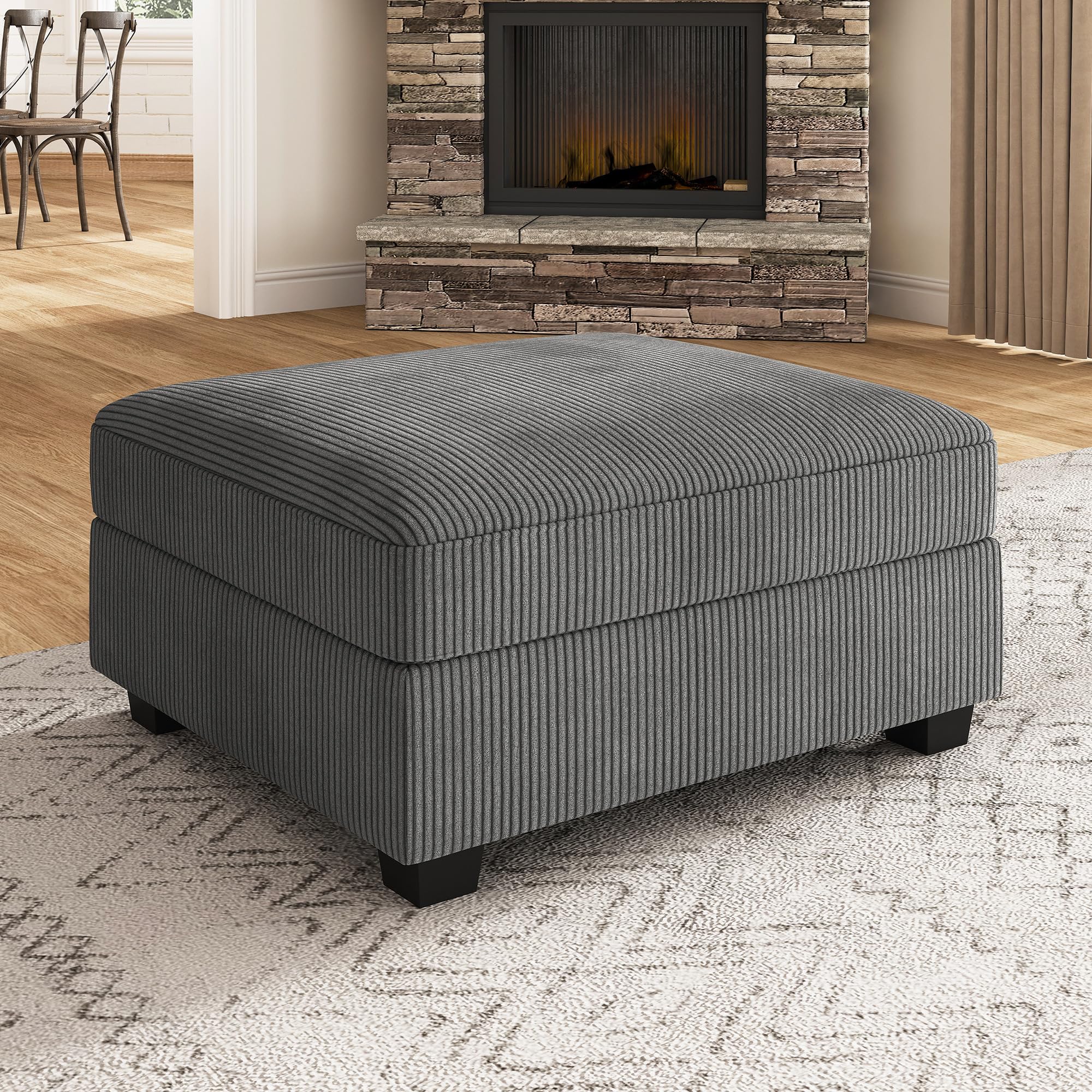 Nolany Storage Ottoman for Sectional Couch, Movable Storage Ottoman for Modular Sectional Sofa, Dark Grey