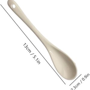 5 Inch White Ceramic Coffee Spoon with Long handle, Small Tea Spoons for Soup,Yogurt,Ice-cream, Appetizers, Desserts Teaspoon Kitchen Tool (12 Pack)