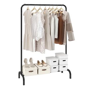 vevor clothes rack, heavy duty clothing garment rack with hanging rod and bottom storage area, clothing rack for bedroom guest room