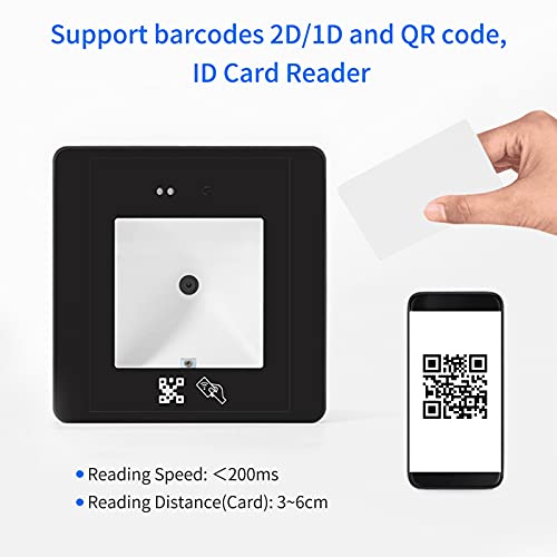 HXBER Barcode Scanner, Embedded Barcode Scanner Wired Scanning Module RFID Card Reader High Speed Barcode USB Connect for 1D 2D QR Code for Supermarket Warehouse Retail Store Mobile Payment Access