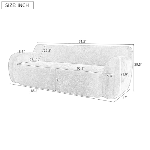 Merax 81.5" Curved Upholstered Sponge Sofa 3-Seat Modular Casual Couch for Living Room