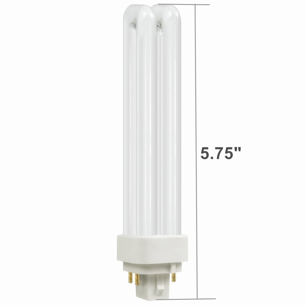 SATZOL 2700K G24Q-2 PLC-18W 827 4 Pin Base Compact Fluorescent Light Bulb, Replacement for Sylvania 20683 and Philips 38329-9 - PL-C 18W/827/4P/ALTO, GE97594 and Satco S6734 (Warm White 2700K)