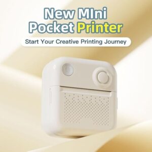 HXBER Mini Printer, Mini Pocket Printer Portable Thermal Instant Photo Printing Label Maker Machine BT Wireless Connect Compatible with Android or iOS APP Support Receipt Label Memo Sticker Notes