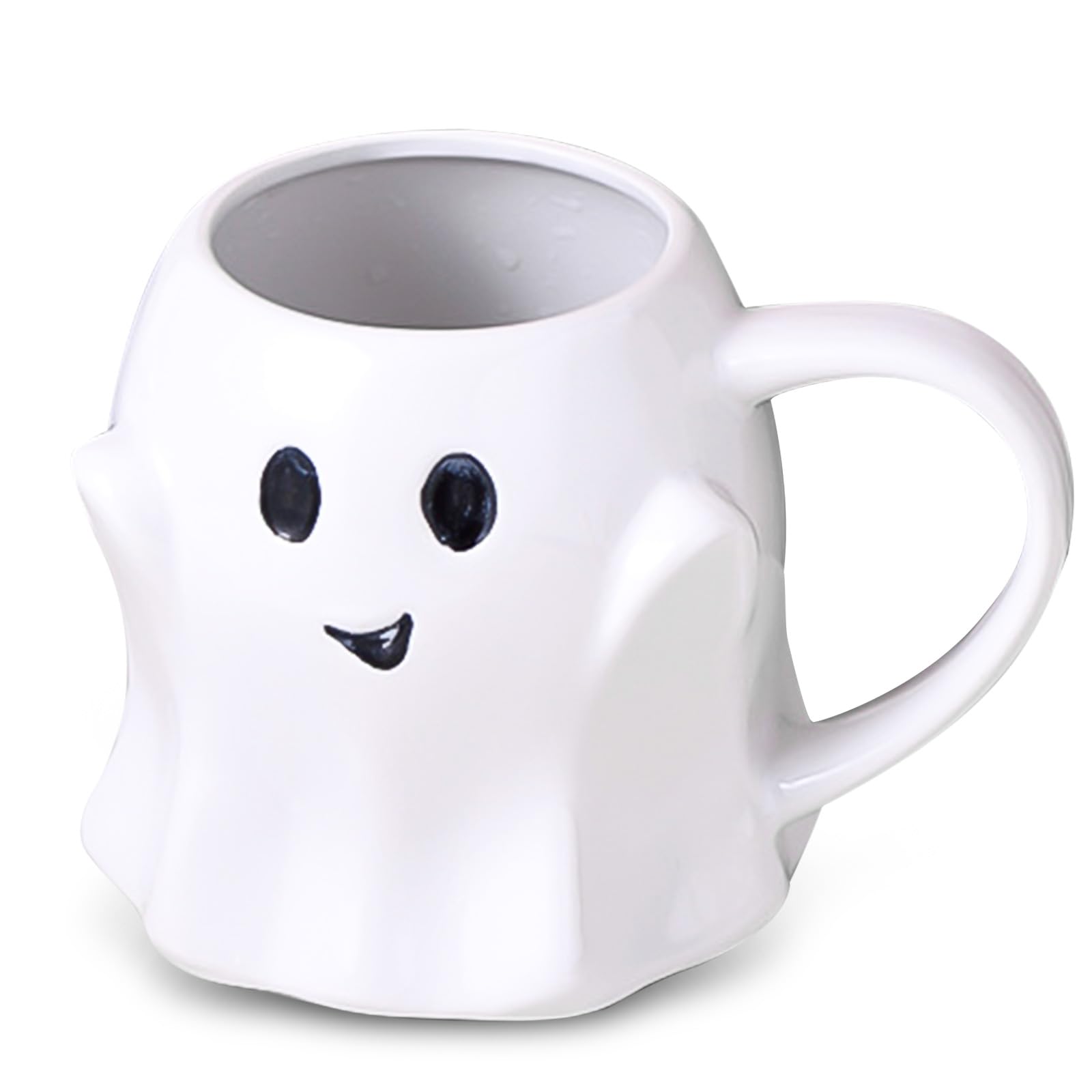 FANFX 13oz Halloween Ghost Mug, Ceramic Halloween White Ghost Pattern Mug. Coffee Mugs Halloween Birthday Tabletop Drinks Adult Gifts Children Gifts Women Gifts