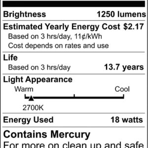 SATZOL 2700K G24Q-2 PLC-18W 827 4 Pin Base Compact Fluorescent Light Bulb, Replacement for Sylvania 20683 and Philips 38329-9 - PL-C 18W/827/4P/ALTO, GE97594 and Satco S6734 (Warm White 2700K)