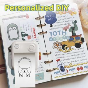 HXBER Mini Printer, Mini Pocket Printer Portable Thermal Instant Photo Printing Label Maker Machine BT Wireless Connect Compatible with Android or iOS APP Support Receipt Label Memo Sticker Notes