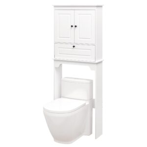 salfanre over toilet storage cabinet, over the toilet storage shelf, over the toilet shelf organizer, with doors and adjustable shelf, white