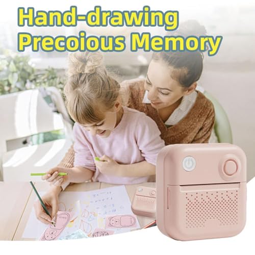 HXBER Mini Printer, Mini Pocket Printer Portable Thermal Instant Photo Printing Label Maker Machine BT Wireless Connect Compatible with Android or iOS APP Support Receipt Label Memo Sticker Notes