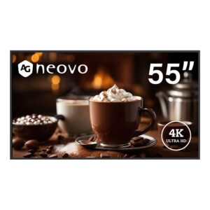 ag neovo ds5551u 55'' commercial digital signage display for business, all-in-one, 4k uhd, 500 nits, hdmi, usb, lan, 24/7 operation, portrait and landscape, zero-gap wall mount kit included