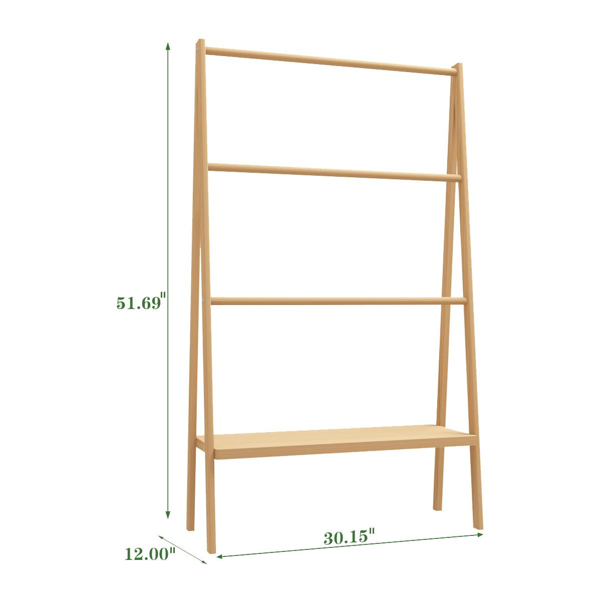 BOYANG Bathroom Standing Shelves Towel Rack, Bamboo Ladder Towel Rack with Storage Shelf, Bathroom Standing Shelves for Bathroom, Bedroom, Living Room, Poolside (Towel Rack)