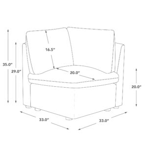 CHITA Modern Down Filled Upholstered Middle Corner Sectional for Modular Couch, Snow