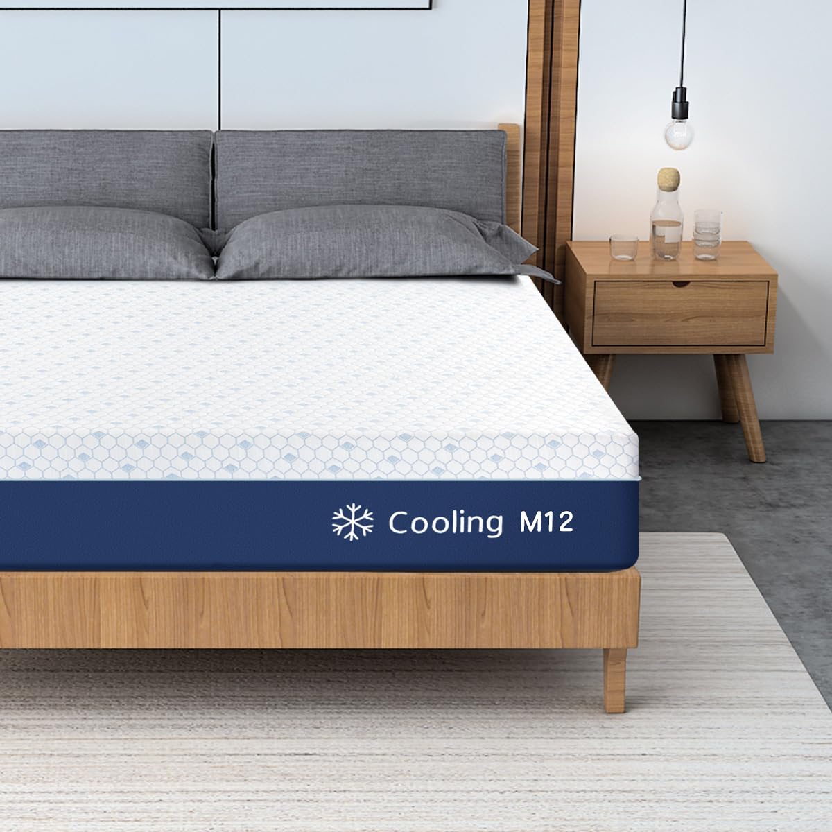 Tripie Queen Cooling Gel Mattresses,12 Inch Queen Size Mattresses in a Box, Memory Foam Mattress for Support & Improve Sleep Mattresses, Pressure Relief, Medium Firm