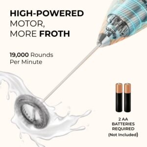 Handheld Milk Frother Wand for Barista-Quality Foam at Home - milk frother handheld, coffee frother, coffee bar accessories, mixer electric handheld, milk frother rechargeable, drink mixer. (Silver)