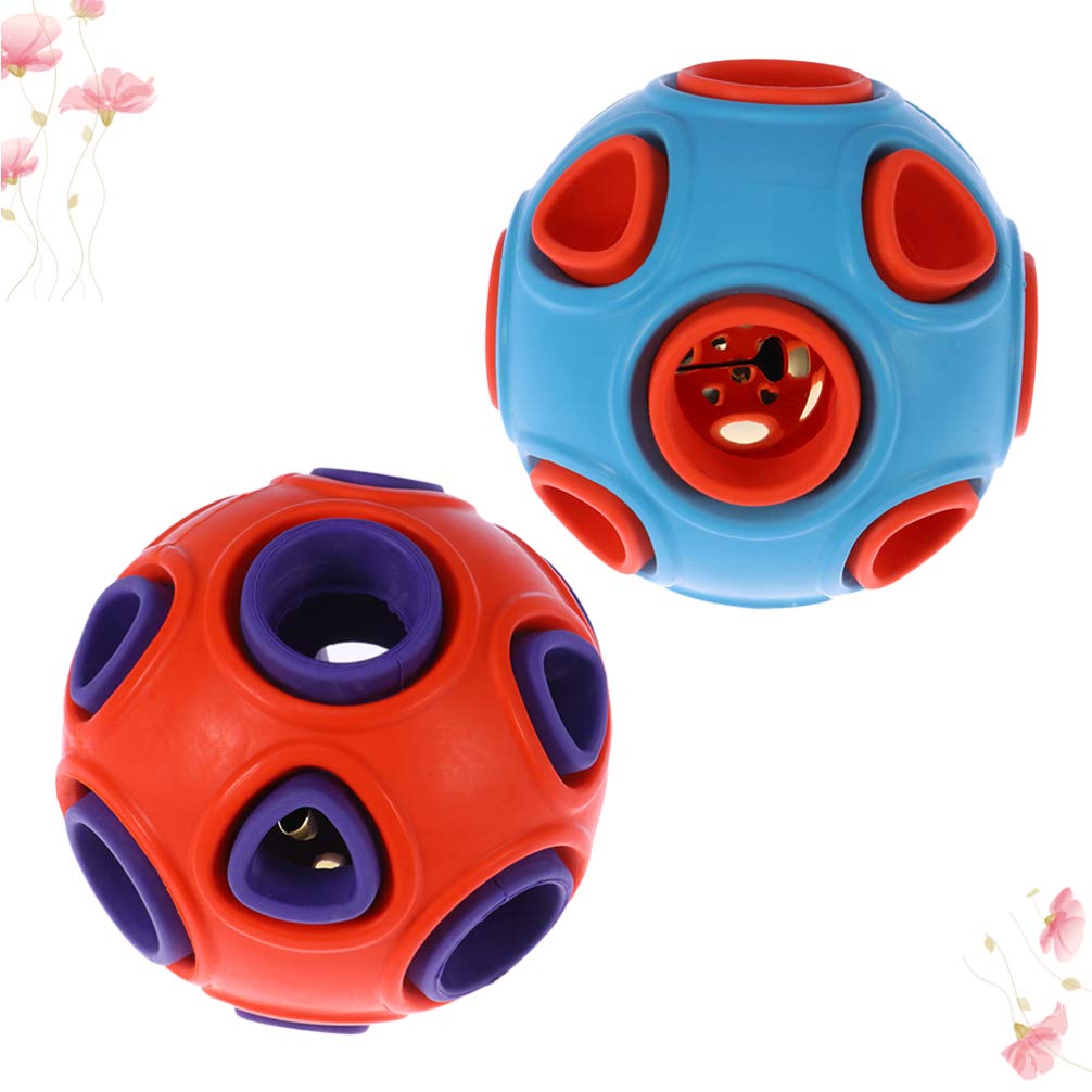 Totority Dog Bell Ball Sound Toys,2Pcs Pet Bell Sound Interaction Ball Dog Chew Toy Bite-Resistance Strong Tooth Cleaning Molar Toy