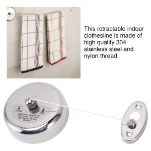 Indoor Retractable Clothesline 304 Stainless Steel - Space Saving Laundry Line with 9ft/2.8m Nylon Cord for Drying Clothes