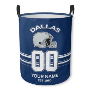 football laundry basket merch, personalized laundry basket gifts with name number, football accessories laundry basket keepsake for game day, foldable laundry basket stuff with handles for bathroom