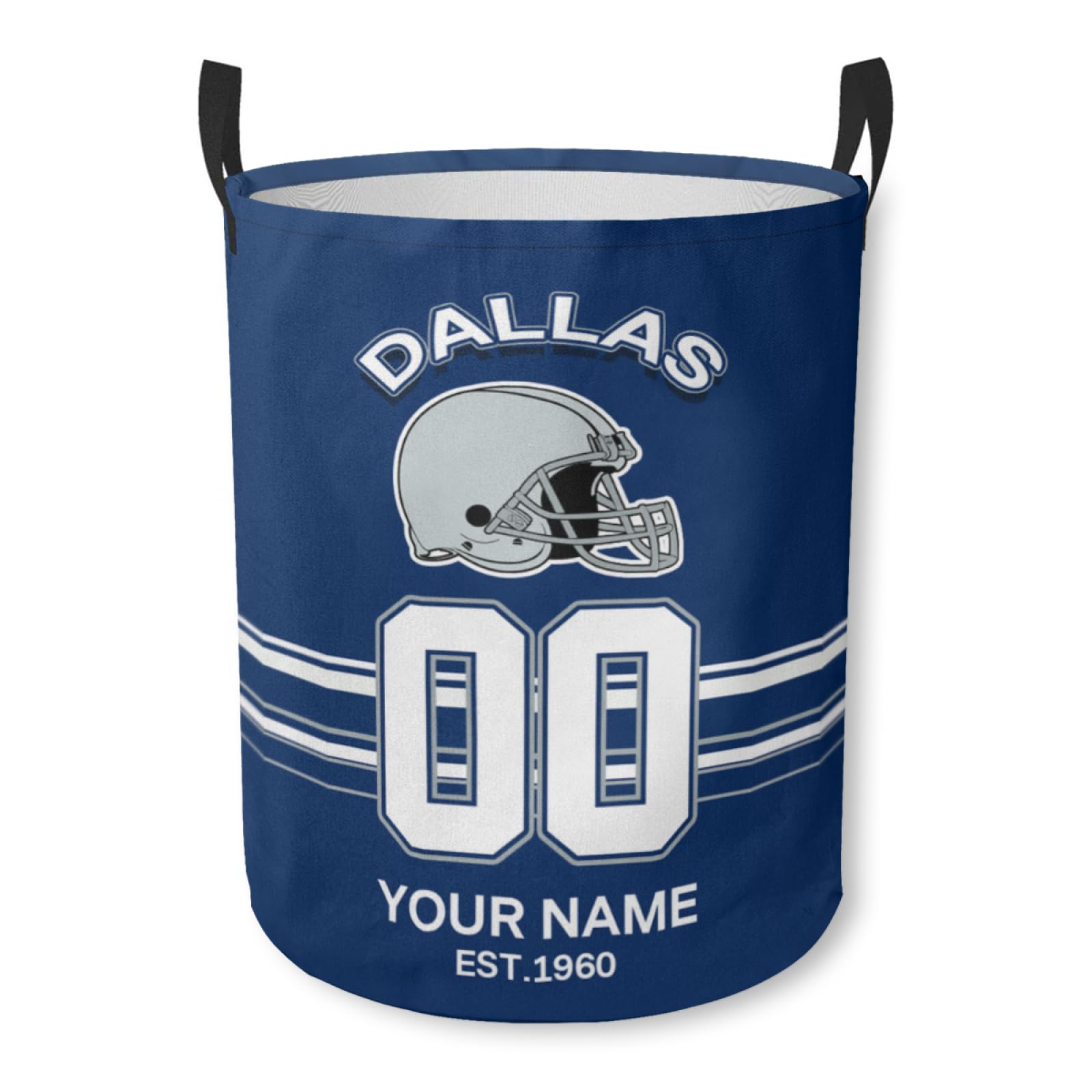 Football Laundry Basket Merch, Personalized Laundry Basket Gifts with Name Number, Football Accessories Laundry Basket Keepsake for Game Day, Foldable Laundry Basket Stuff with Handles for Bathroom