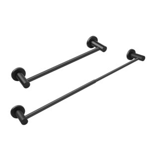 Adjustable 14.6~25 Inch Powerful Magnetic Towel Bar for Oven, Scalable Towel Hanger for Refrigerator, Dishwasher and Laundry Machine, 304 Stainless Steel Matte Black (Magnet Dia:55mm)