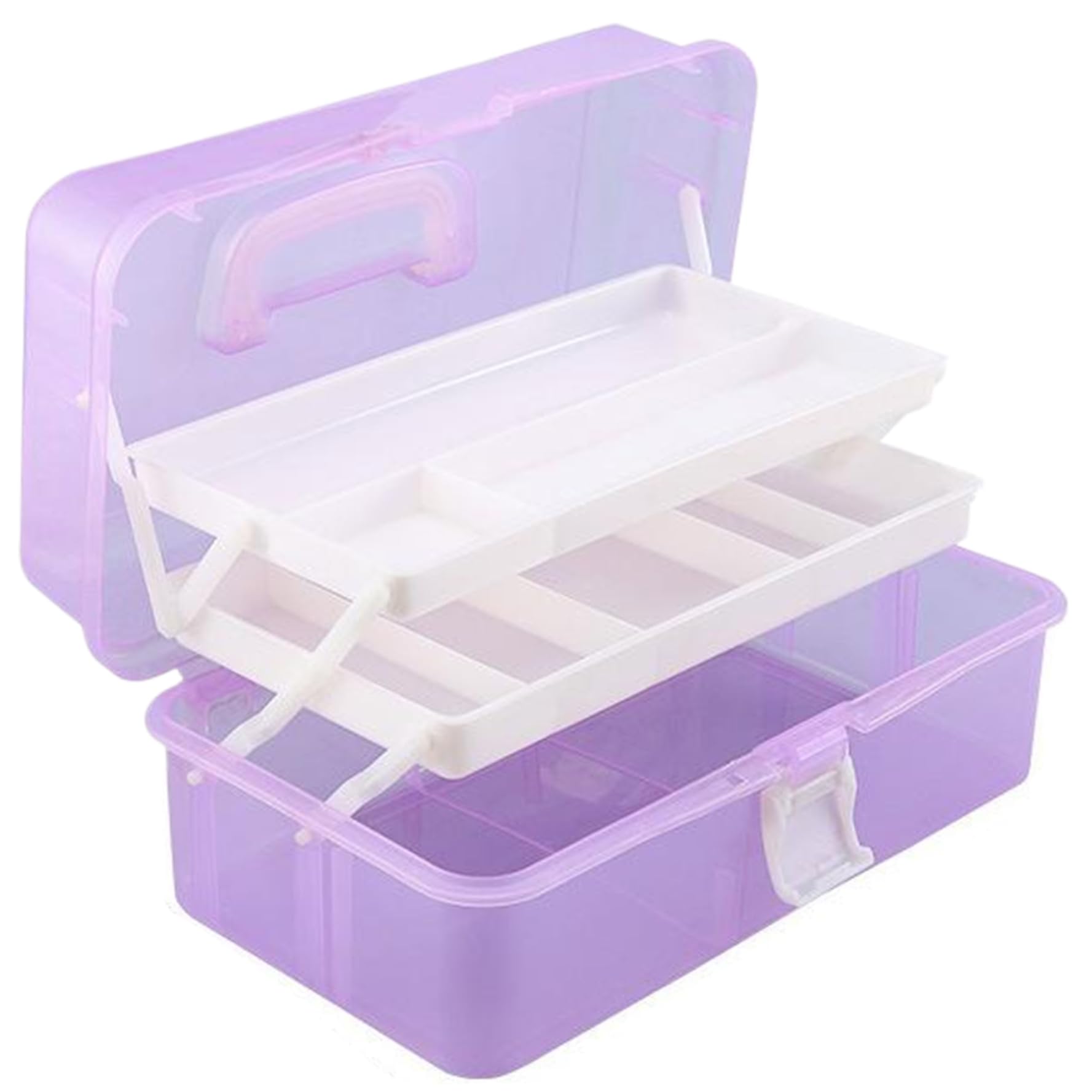 Craft Box 3-Layer Craft Storage Organizer Box Portable Plastic Tackle Box with Handle Multipurpose Hair Accessories Organizer for Girls, Medicine Box, Art Storage Box,Craft Box