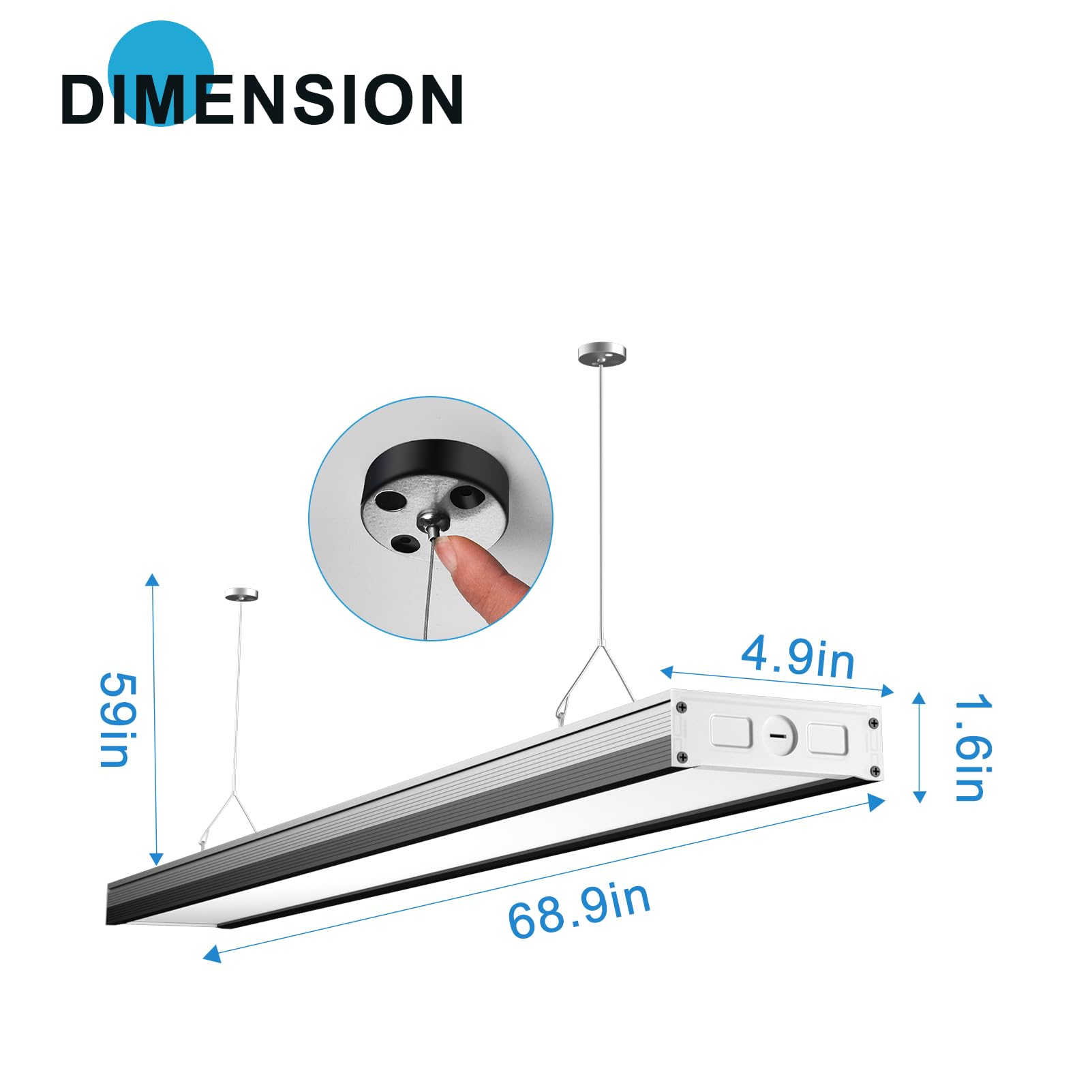 Lightdot 4FT-5IN LED Wraparound Shop Lights,100-277v Linkable,50W 4FT LED Light Fixtures for Garage Workshop Supermarket,7000LM [Eqv. 400W] 5000K Black&White,Flush and Hanging Mouting Available-1Pack