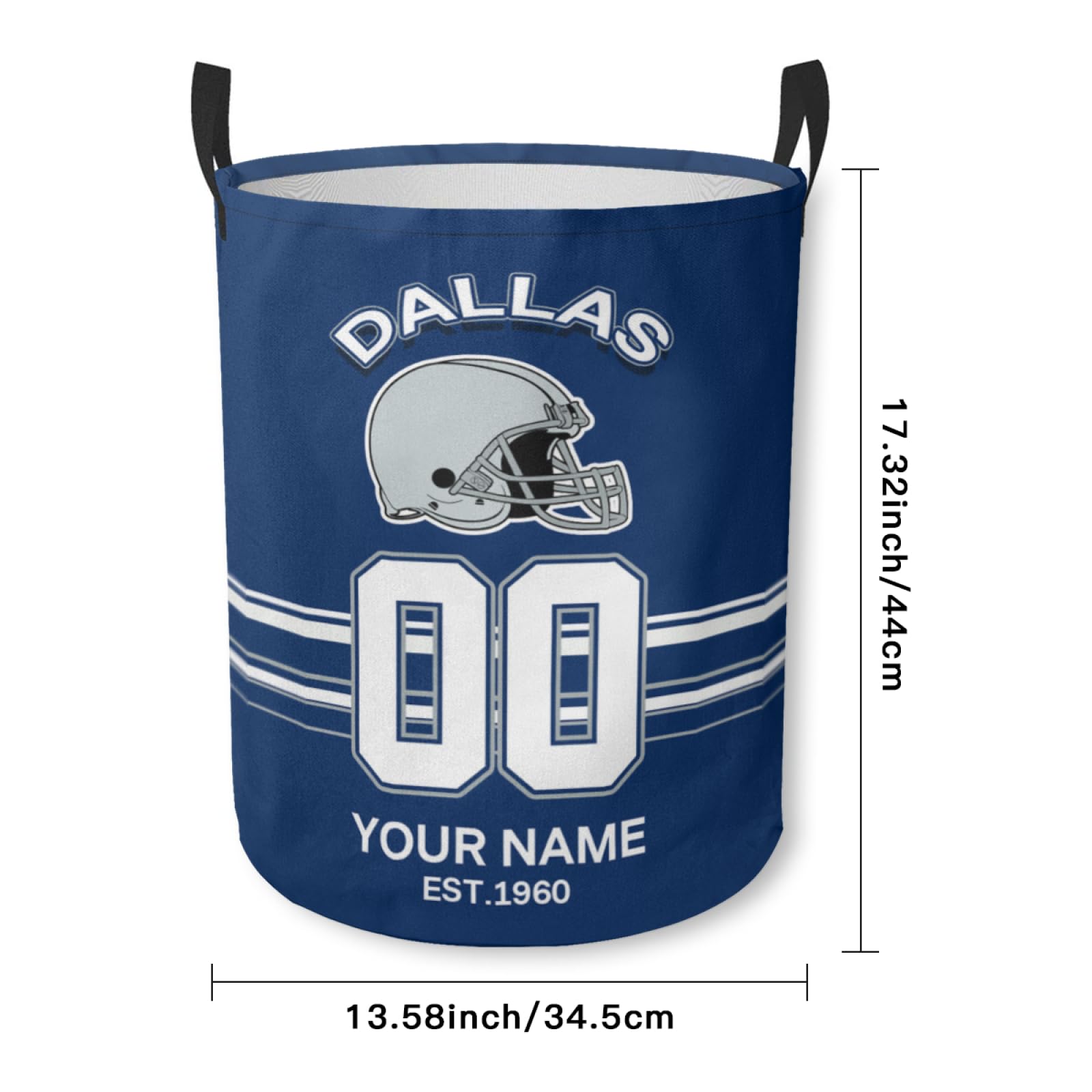 Football Laundry Basket Merch, Personalized Laundry Basket Gifts with Name Number, Football Accessories Laundry Basket Keepsake for Game Day, Foldable Laundry Basket Stuff with Handles for Bathroom