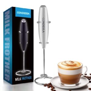 handheld milk frother wand for barista-quality foam at home - milk frother handheld, coffee frother, coffee bar accessories, mixer electric handheld, milk frother rechargeable, drink mixer. (silver)