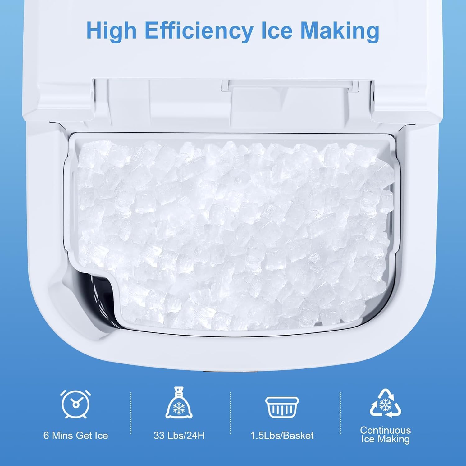 LHRIVER Nugget Ice Maker Coutertop, Pebble Ice Maker Machine with One-Click Operation, Self-Cleaning Ice Machine Maker with Chewable Ice, 33Lbs/Day, Portable Ice Makers for Home, Party, Office, White