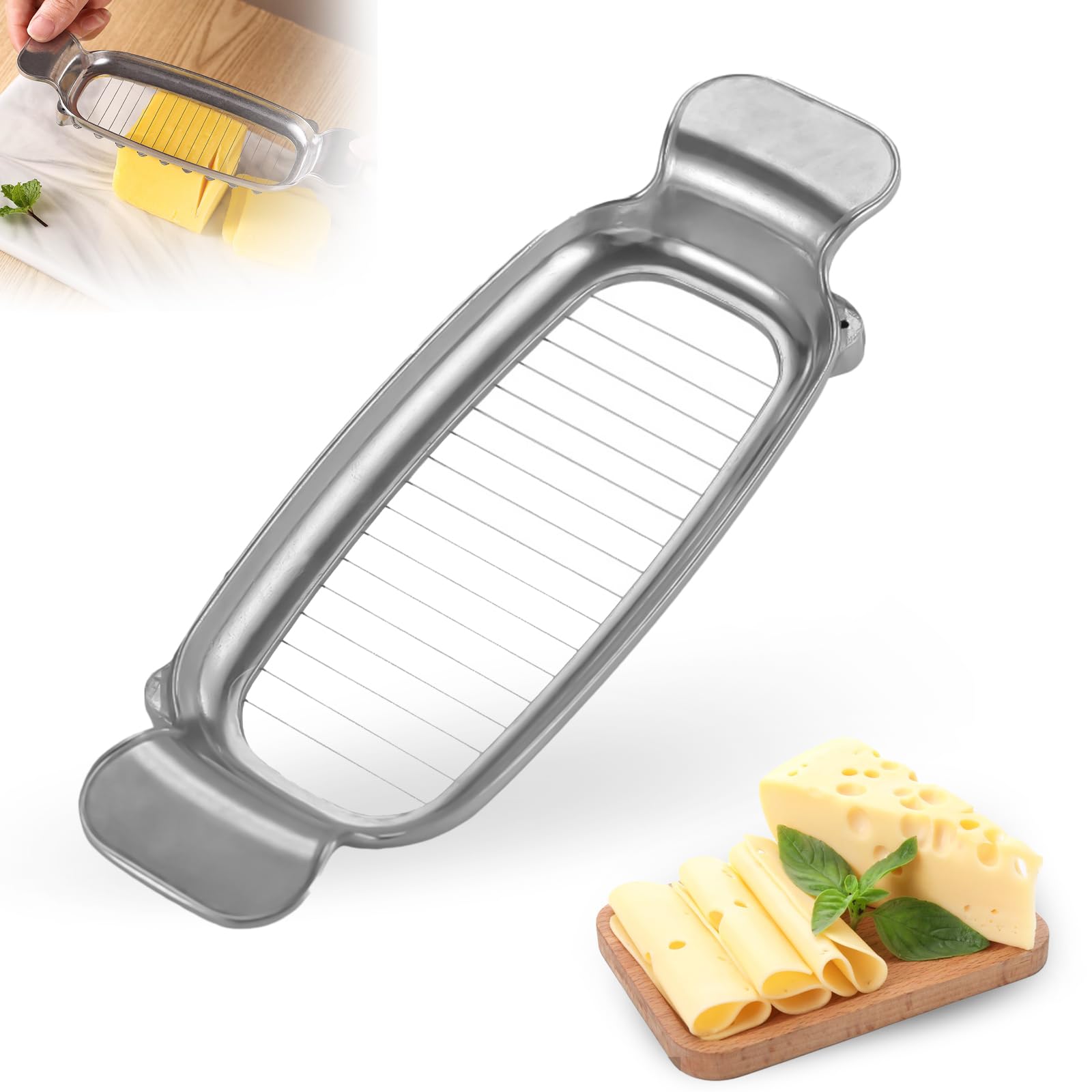 2024 upgraded Butter Slicer & Butter Cutter- Ergonomic Handle, 18 Sharp Wires, Cuts 1/4 Inch Slices, Butter Slicers for Butter Squares, Butter Cutter Slicer Single Stick, wire Cheese Cutter Slicer