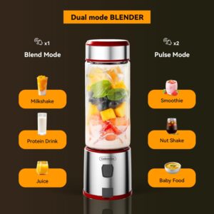 Blast Portable Blender, Cordless, 15.2oz Glass Bottle Vessel, Personal Blender-for Shakes & Smoothies, BPA Free, Leakproof-Lid & Sip Spout, USB-C Rechargeable, Dishwasher Safe Parts (1)