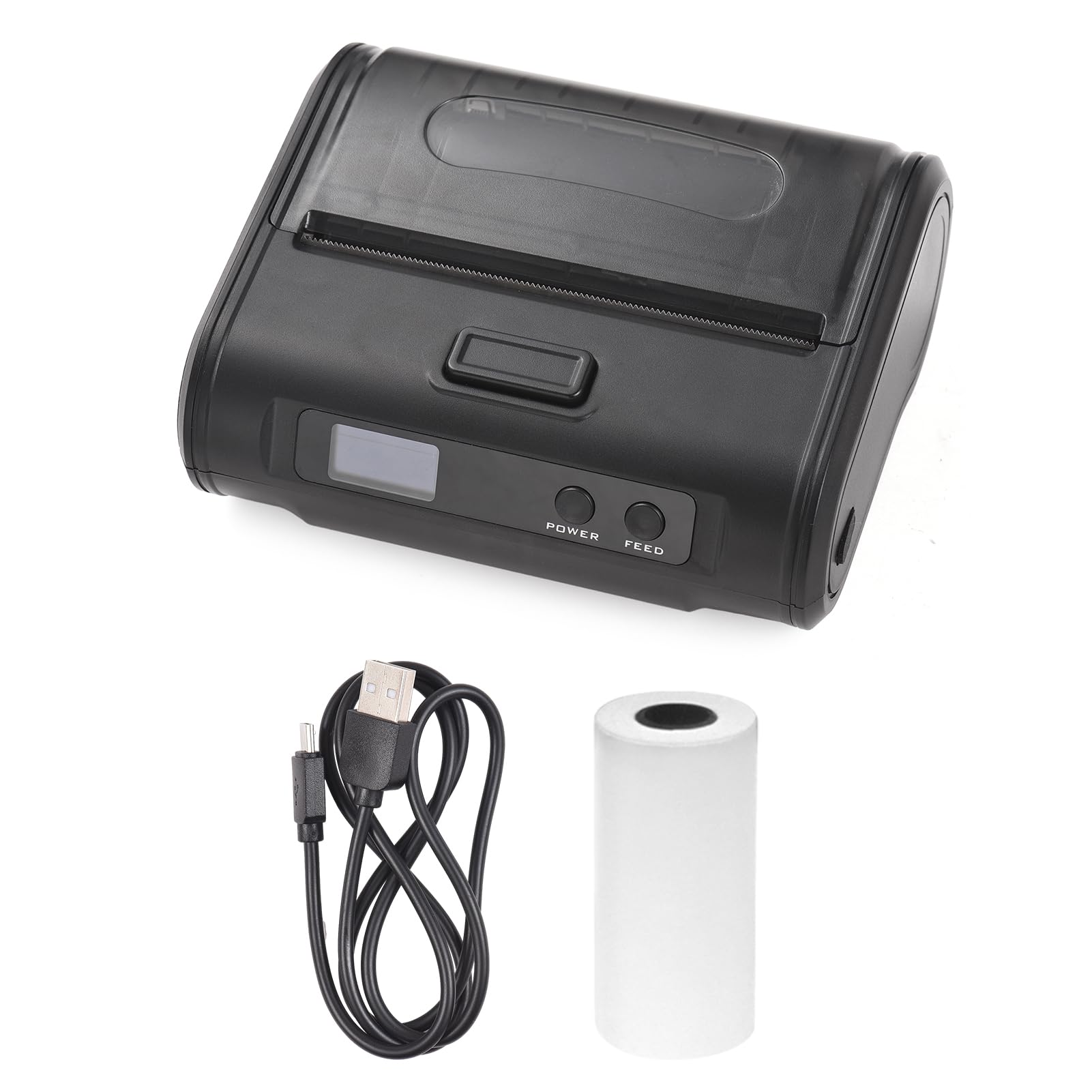 HXBER Receipt Printer, Wireless Thermal Receipt Printer 4-inch 110mm Portable Mobile Printer 203dpi Clear Print BT+USB Connect for Small Business Market Grocery Store Supports Continuous Paper/