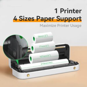 HXBER Photo Printer, A4 Paper Printer Direct Thermal Transfer Wirless Printer Mobile 210mm Mini Mobile Photo Printer USB BT Connection Support 2''/3''/4'' Paper Width Printing PDF File Webpage