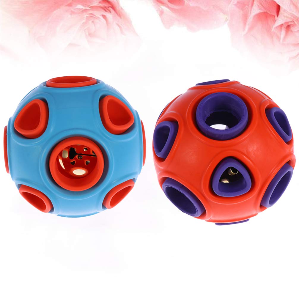 Totority Dog Bell Ball Sound Toys,2Pcs Pet Bell Sound Interaction Ball Dog Chew Toy Bite-Resistance Strong Tooth Cleaning Molar Toy