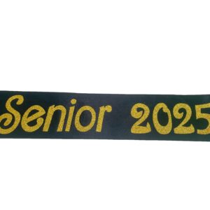 Conggluuo Senior 2025 Sash, 2025 Senior Sash Black Sash with Gold Glitter Finally Graduated Cheerleader Graduation Sash for Graduation Party Supplies 2 Pack Senior Sashes Black Gold 2pcs