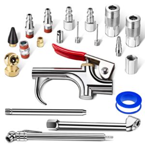 sardvisa 20 pcs air tool kit, air compressor kit with 1/4" npt quick connect coupler & plug/tire air chucks/tire gauge/air nozzles/air hose fittings, pneumatic tools for air compressor accessories