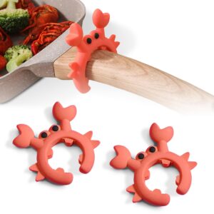 crab utensil holder - 2 pc cute silicone crab shaped spatula rack - funny spoon rest for stove top, cooking gifts, cute kitchen accessories (orange x2)